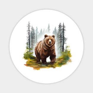 Watercolor Grizzly Bear Magnet